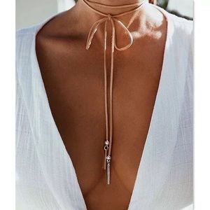 🎉 New Light Brown Velvet Dangle Choker Necklace